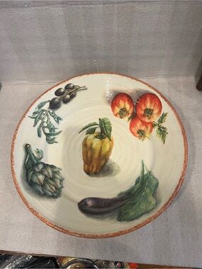 William Sonoma JARDIN POTAGER / LARGE Vegetable PASTA Bowl 14 1/2" / Italy